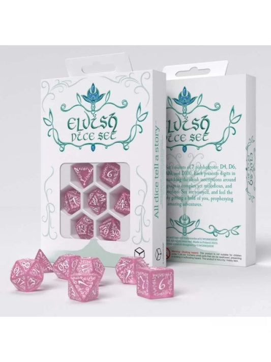 Dados Élficos en rosa y blanco