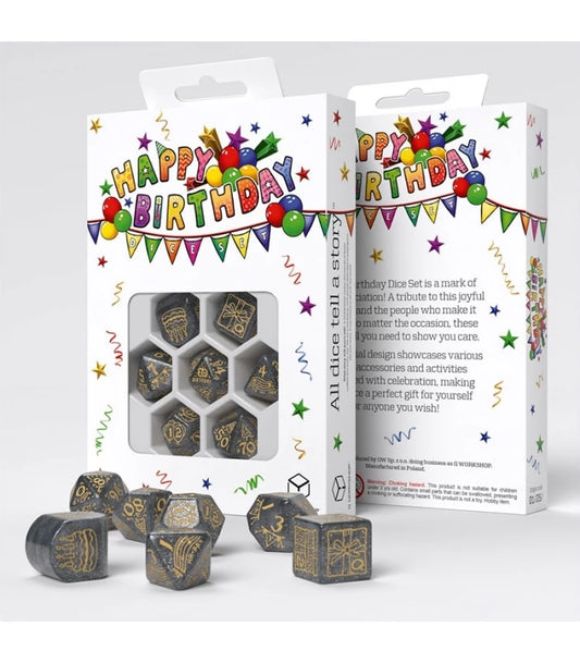 Dados Happy Birthday Confetti (7 unidades) - Q Workshop