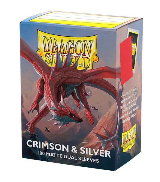 Fundas Standard Matte Dual (100 unidades) Crimson & Silver - Dragon Shield